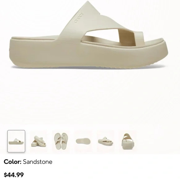 Crocs Getaway Platform Toe Loop Sandal in Sandstone, Size 10 - Picture 7 of 8